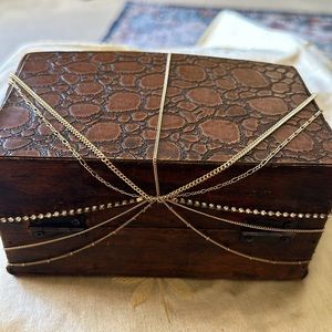 Bohemian Wedding Piece Gold Tone 5 Layer Head Chain Headband / Hair Accessory.